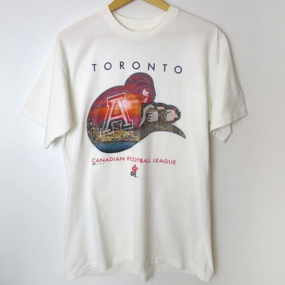 Vintage 90s CFL Toronto Argos T-shirt Size L - Picture 1 of 8